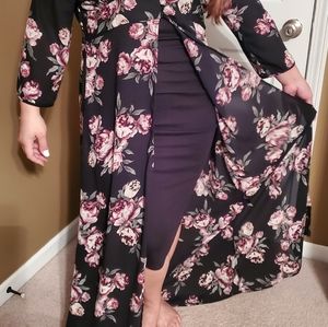 Truth NYC XL Sheer Floral Long Kimono